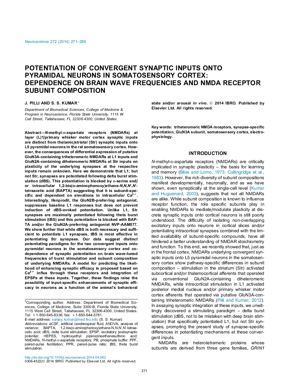 Potentiation of convergent synaptic inputs onto pyramidal neurons in somatosensory cortex: Dependence on brain wave frequencies and NMDA receptor subunit composition