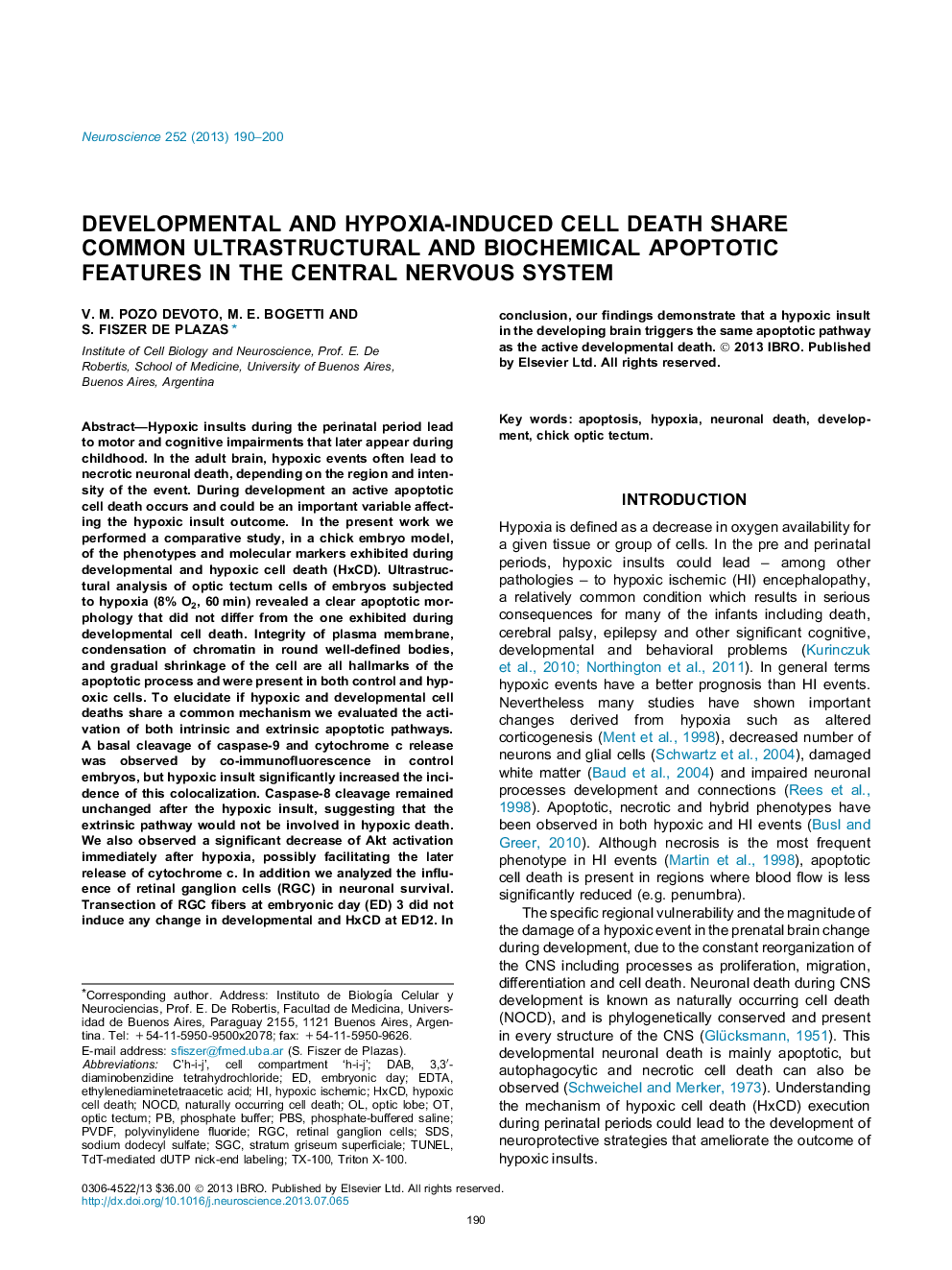 Developmental and hypoxia-induced cell death share common ultrastructural and biochemical apoptotic features in the central nervous system