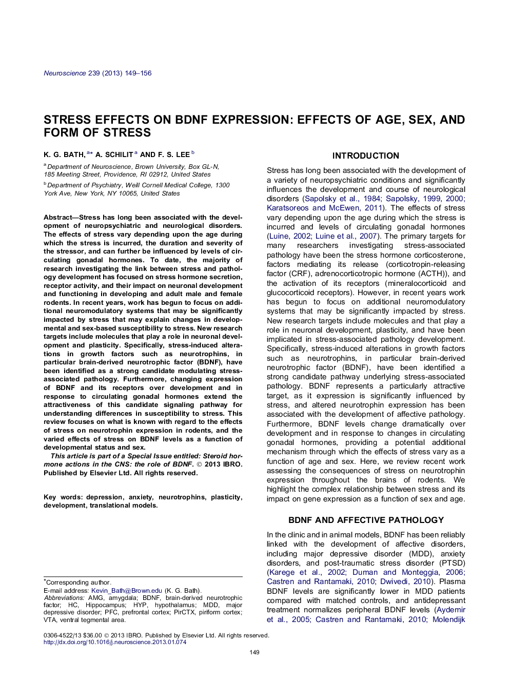 Stress effects on BDNF expression: Effects of age, sex, and form of stress