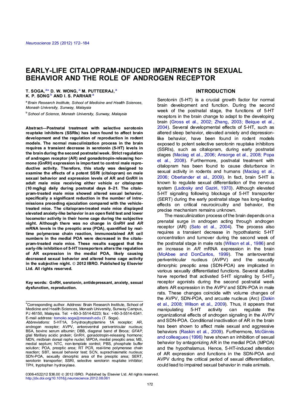 Early-life citalopram-induced impairments in sexual behavior and the role of androgen receptor