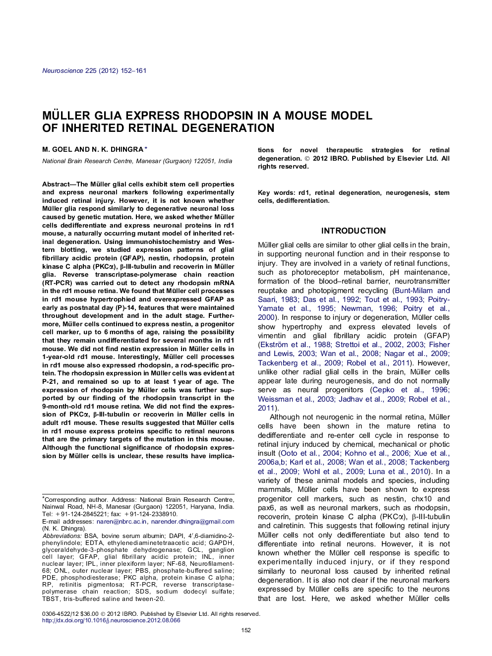 Müller glia express rhodopsin in a mouse model of inherited retinal degeneration