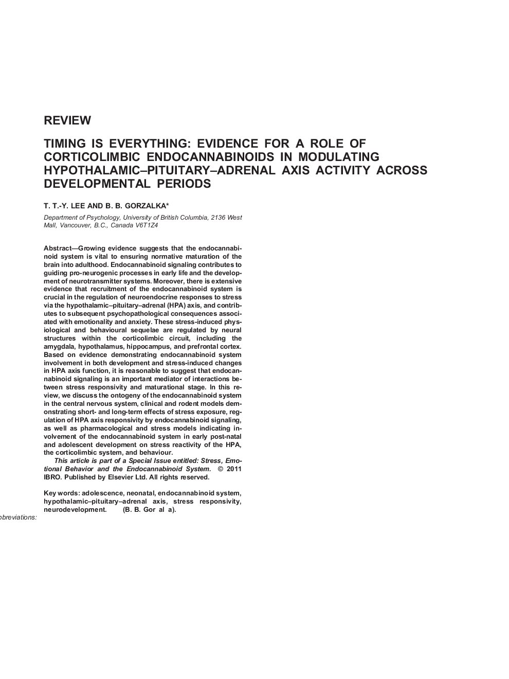 Timing is everything: evidence for a role of corticolimbic endocannabinoids in modulating hypothalamic–pituitary–adrenal axis activity across developmental periods