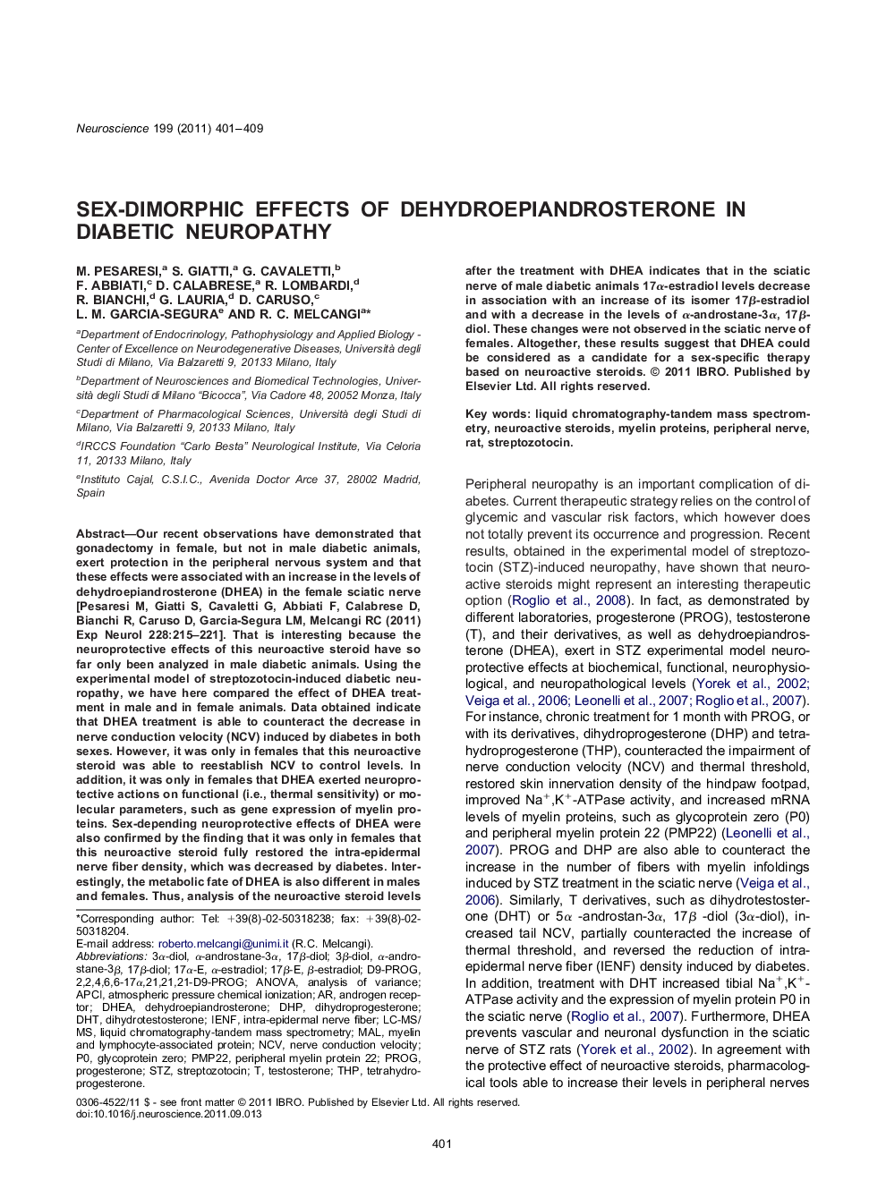 Sex-dimorphic effects of dehydroepiandrosterone in diabetic neuropathy