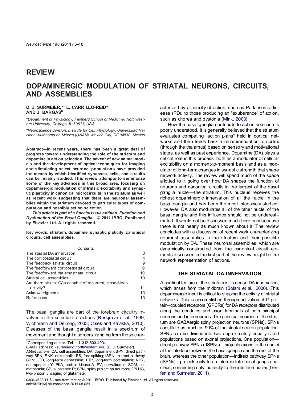 Dopaminergic modulation of striatal neurons, circuits, and assemblies