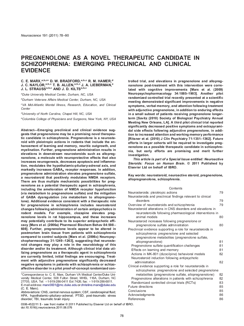 Pregnenolone as a novel therapeutic candidate in schizophrenia: emerging preclinical and clinical evidence