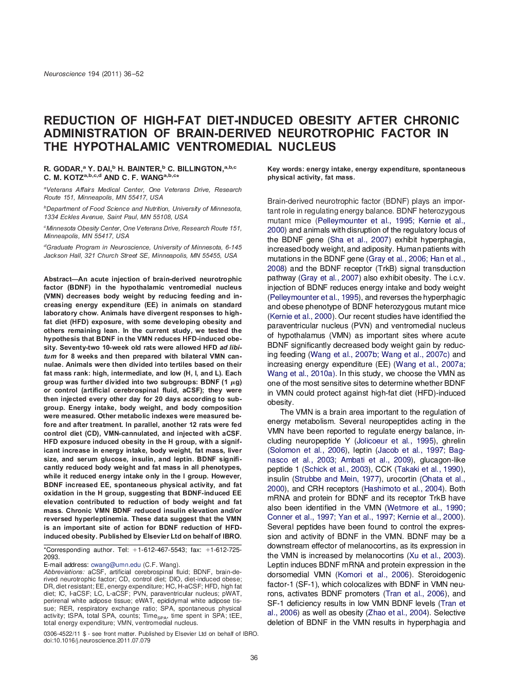 Reduction of high-fat diet-induced obesity after chronic administration of brain-derived neurotrophic factor in the hypothalamic ventromedial nucleus