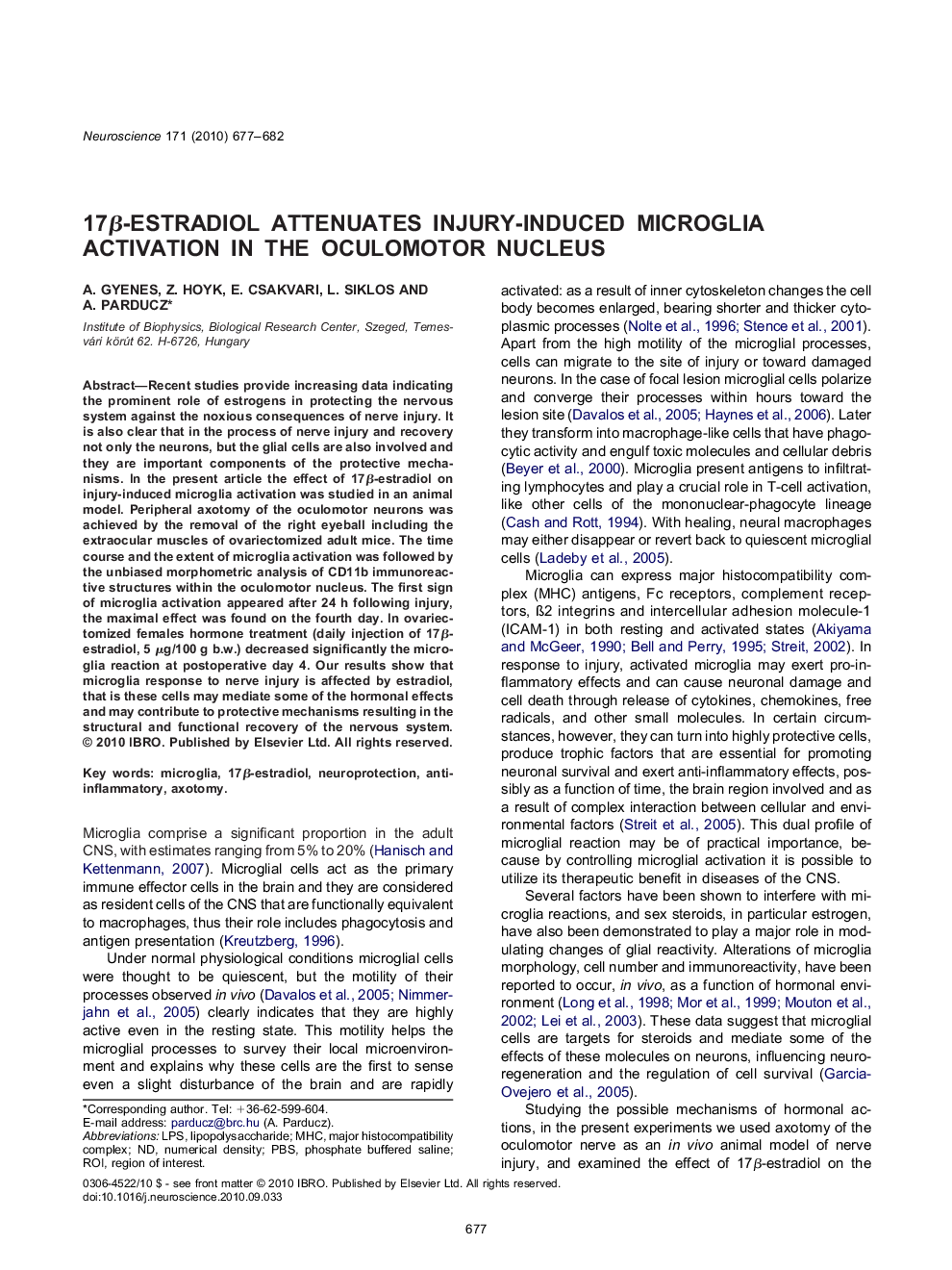 17β-estradiol attenuates injury-induced microglia activation in the oculomotor nucleus