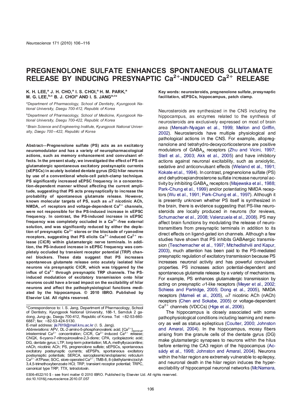 Pregnenolone sulfate enhances spontaneous glutamate release by inducing presynaptic Ca2+-induced Ca2+ release