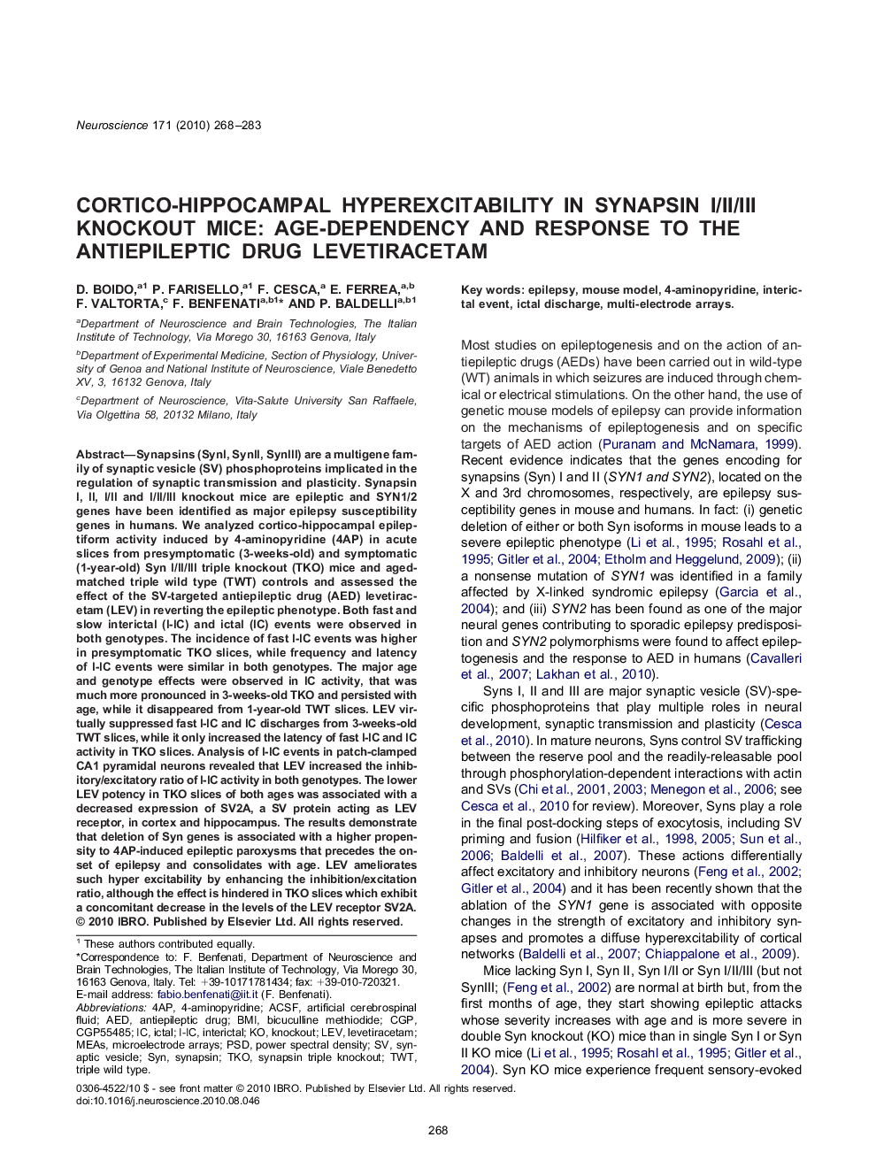 Cortico-hippocampal hyperexcitability in synapsin I/II/III knockout mice: age-dependency and response to the antiepileptic drug levetiracetam