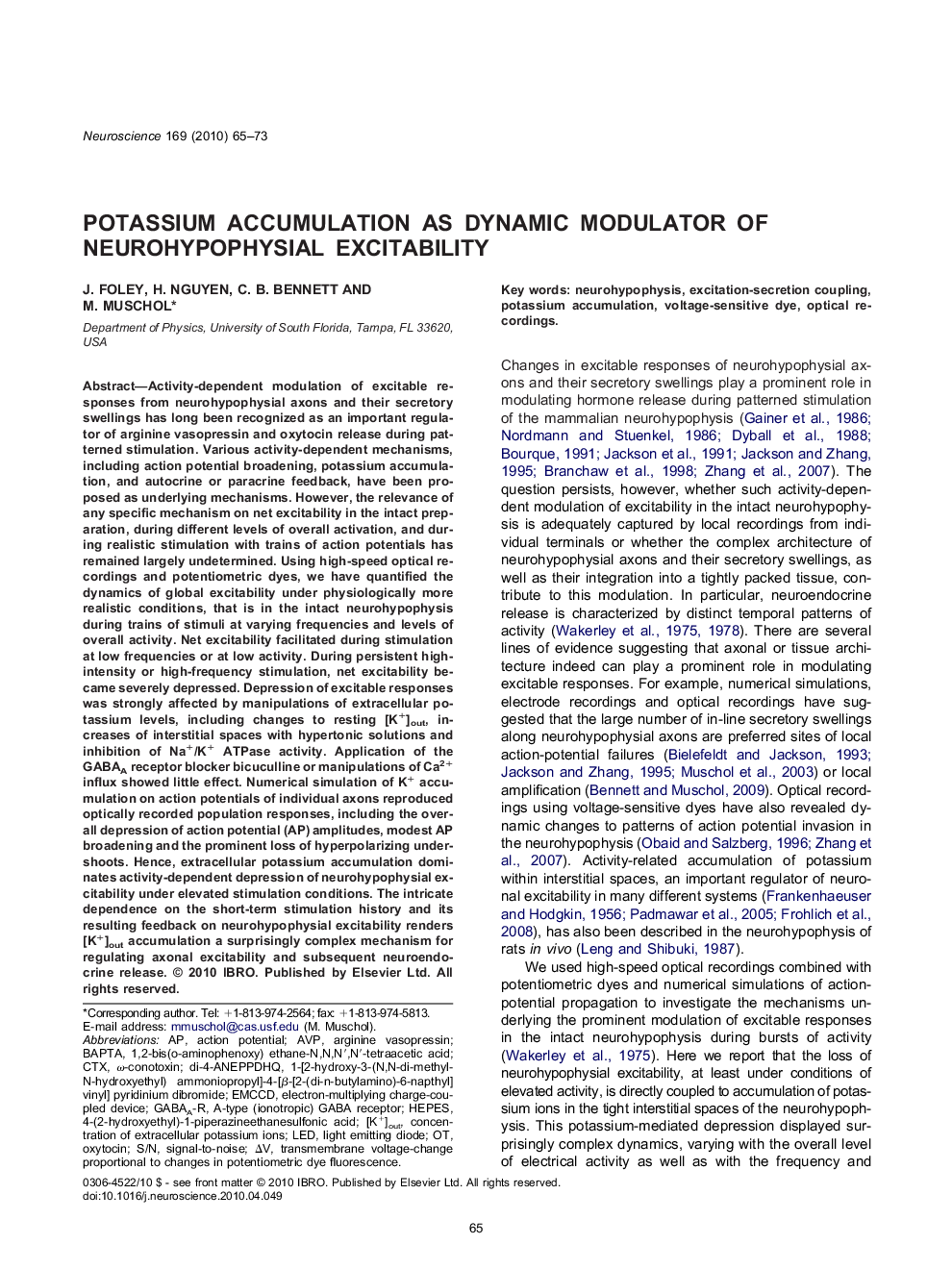 Potassium accumulation as dynamic modulator of neurohypophysial excitability