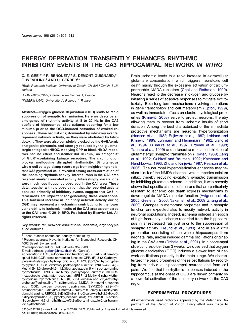 Energy deprivation transiently enhances rhythmic inhibitory events in the CA3 hippocampal network in vitro