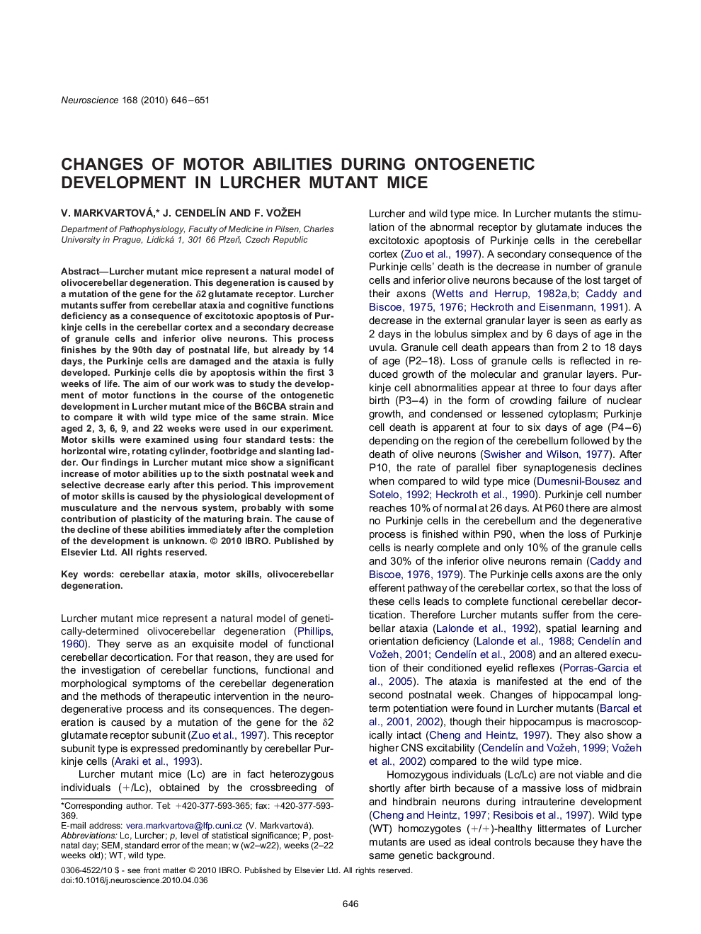 Changes of motor abilities during ontogenetic development in Lurcher mutant mice