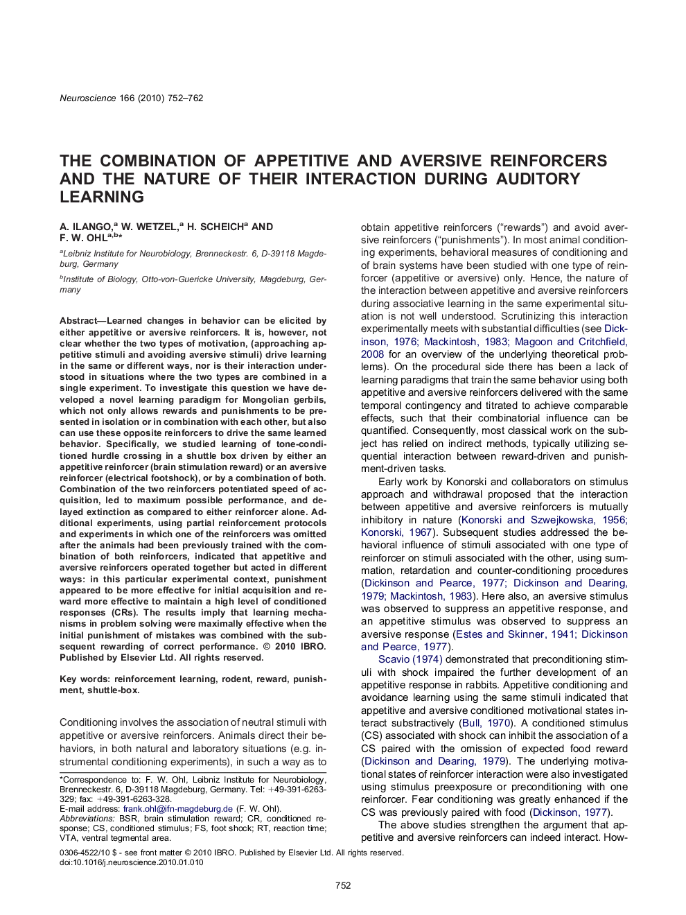 The combination of appetitive and aversive reinforcers and the nature of their interaction during auditory learning