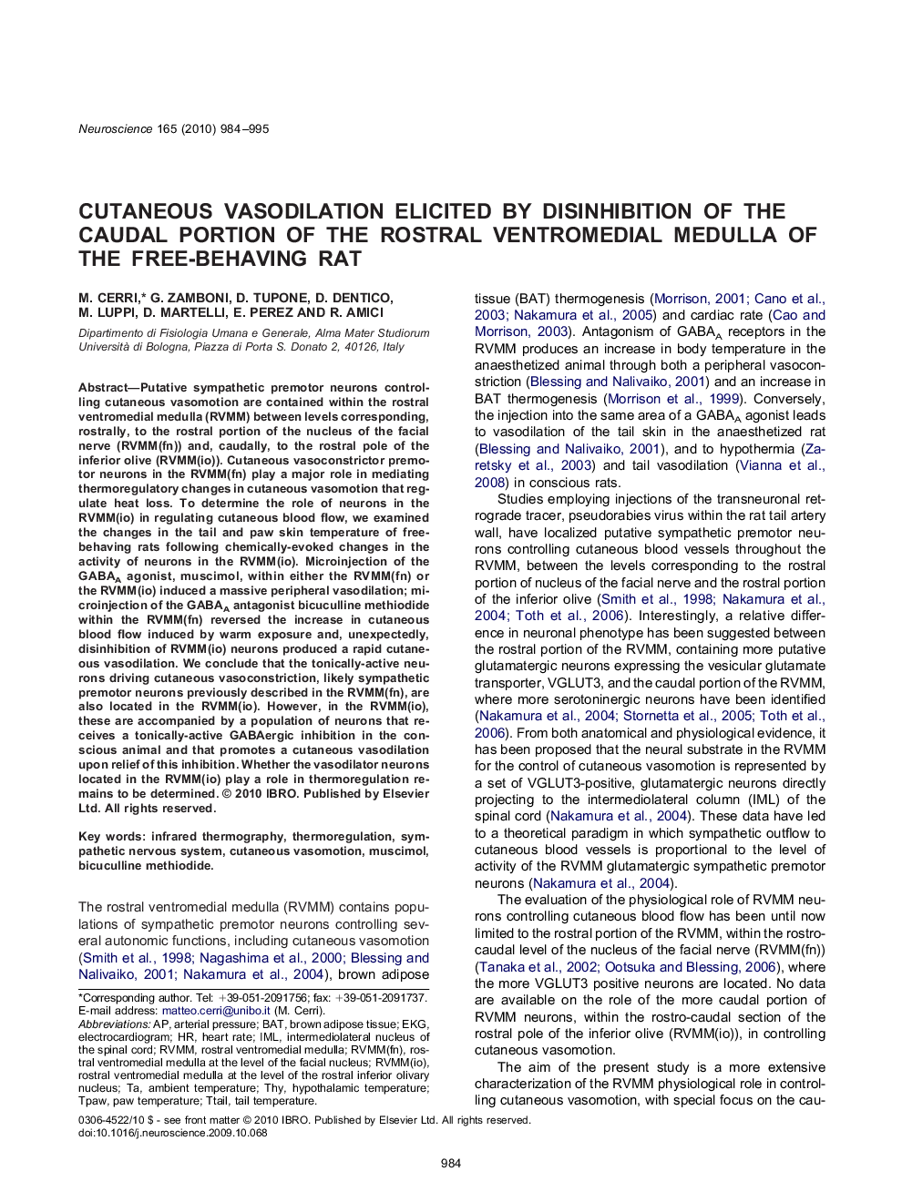 Cutaneous vasodilation elicited by disinhibition of the caudal portion of the rostral ventromedial medulla of the free-behaving rat