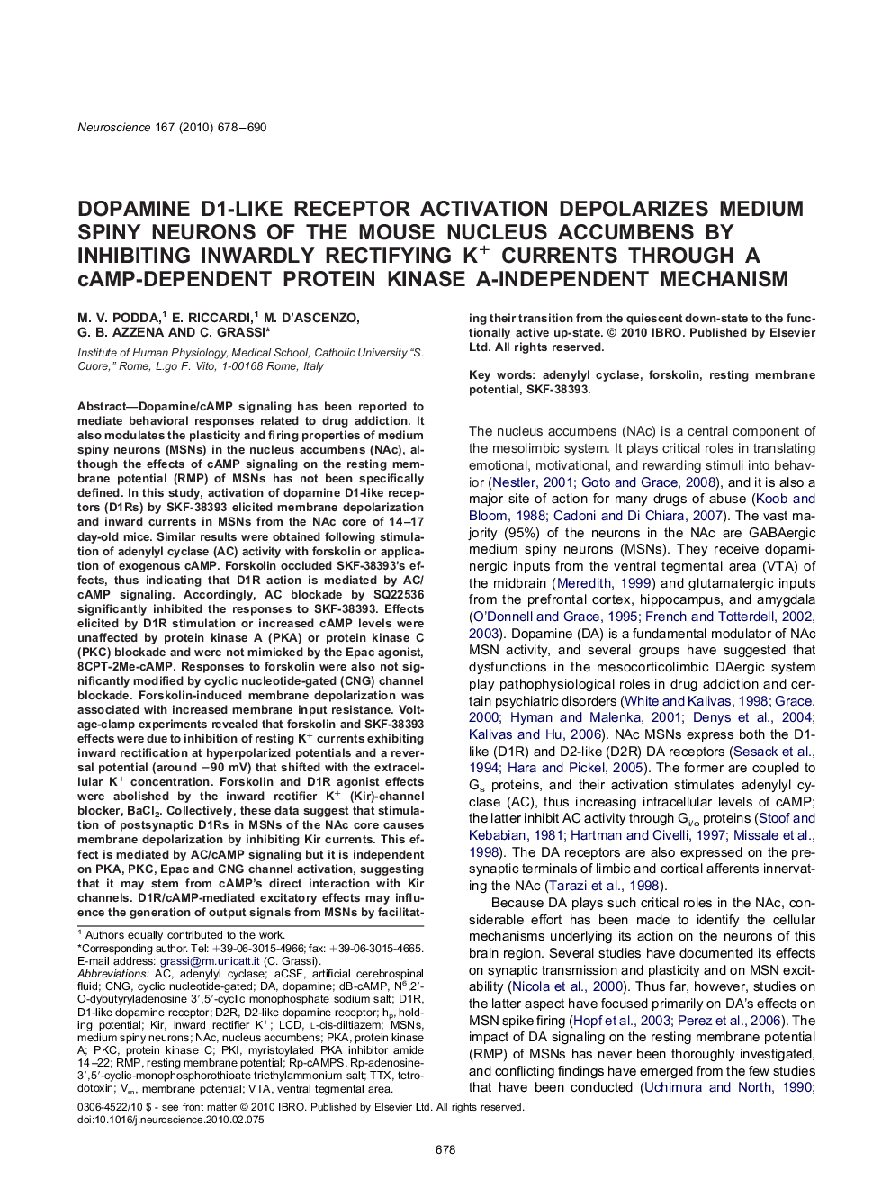 Dopamine D1-like receptor activation depolarizes medium spiny neurons of the mouse nucleus accumbens by inhibiting inwardly rectifying K+ currents through a cAMP-dependent protein kinase A-independent mechanism