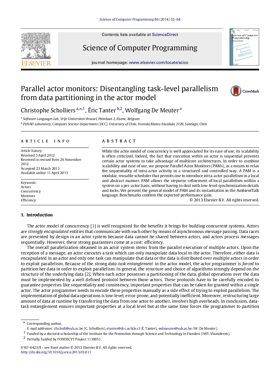 Parallel actor monitors: Disentangling task-level parallelism from data partitioning in the actor model