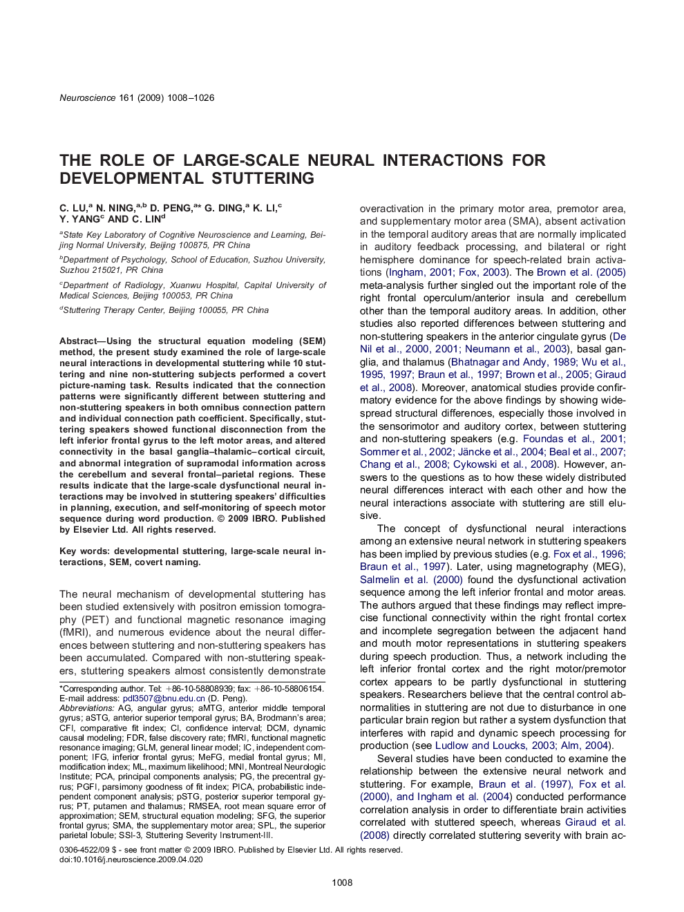 The role of large-scale neural interactions for developmental stuttering