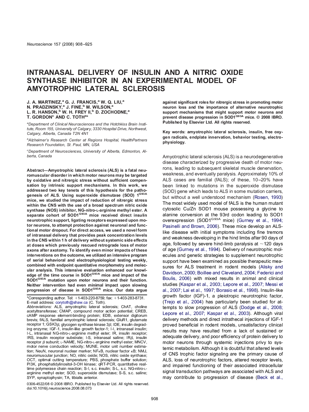 عکس صفحه اول مقاله: Intranasal delivery of insulin and a nitric oxide synthase inhibitor in an experimental model of amyotrophic lateral sclerosis Intranasal delivery of insulin and a nitric oxide synthase inhibitor in an experimental model of amyotrophic lateral sclerosis
