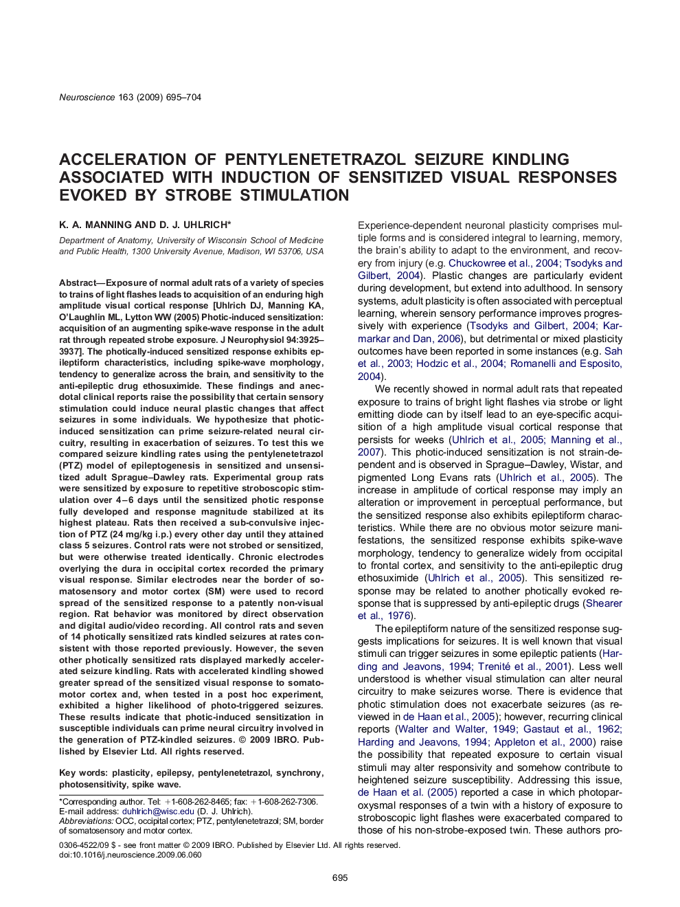 Acceleration of pentylenetetrazol seizure kindling associated with induction of sensitized visual responses evoked by strobe stimulation