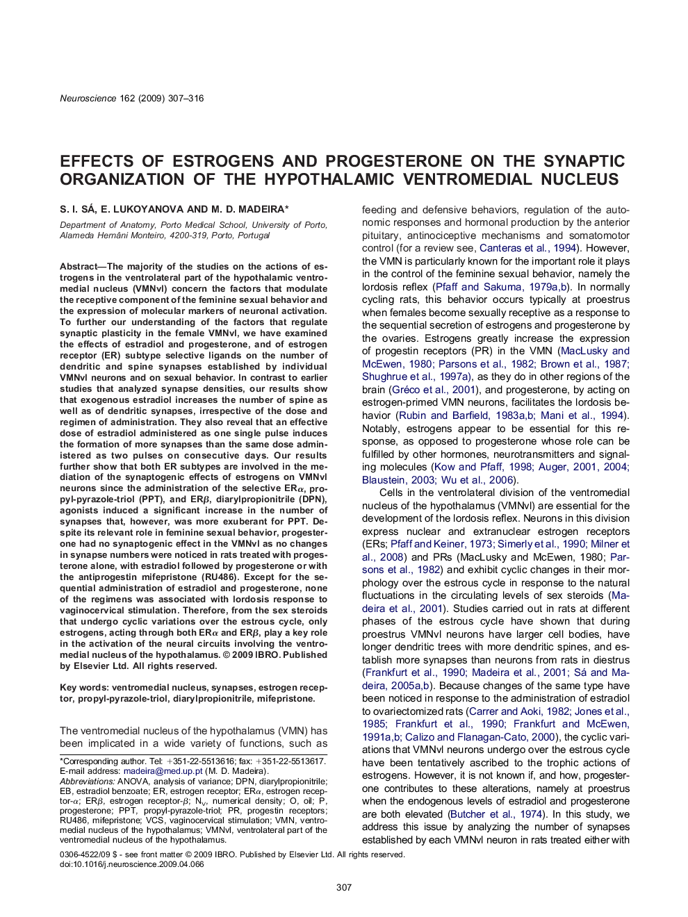 Effects of estrogens and progesterone on the synaptic organization of the hypothalamic ventromedial nucleus