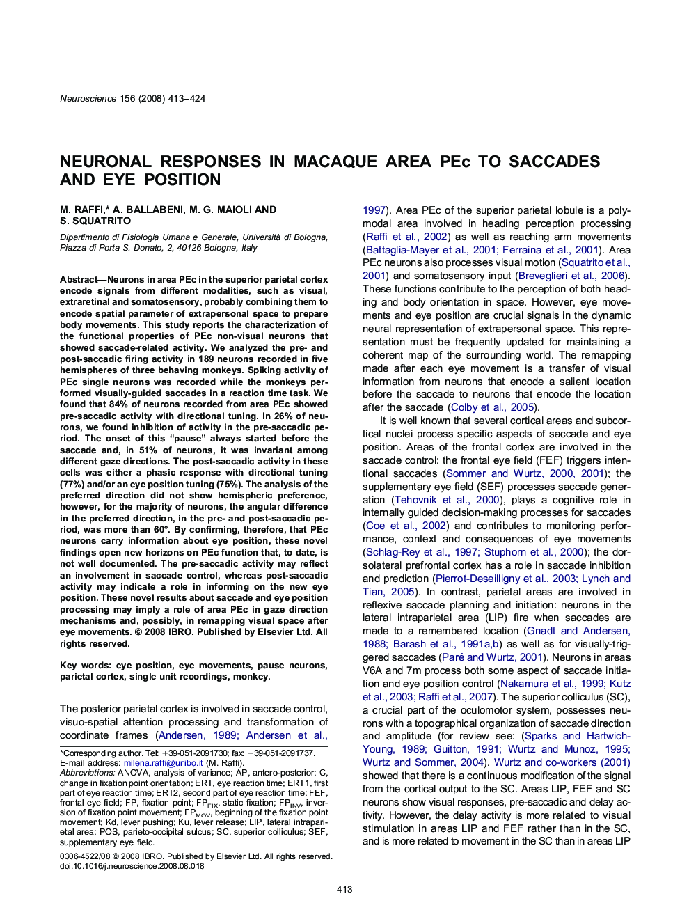 Neuronal responses in macaque area PEc to saccades and eye position