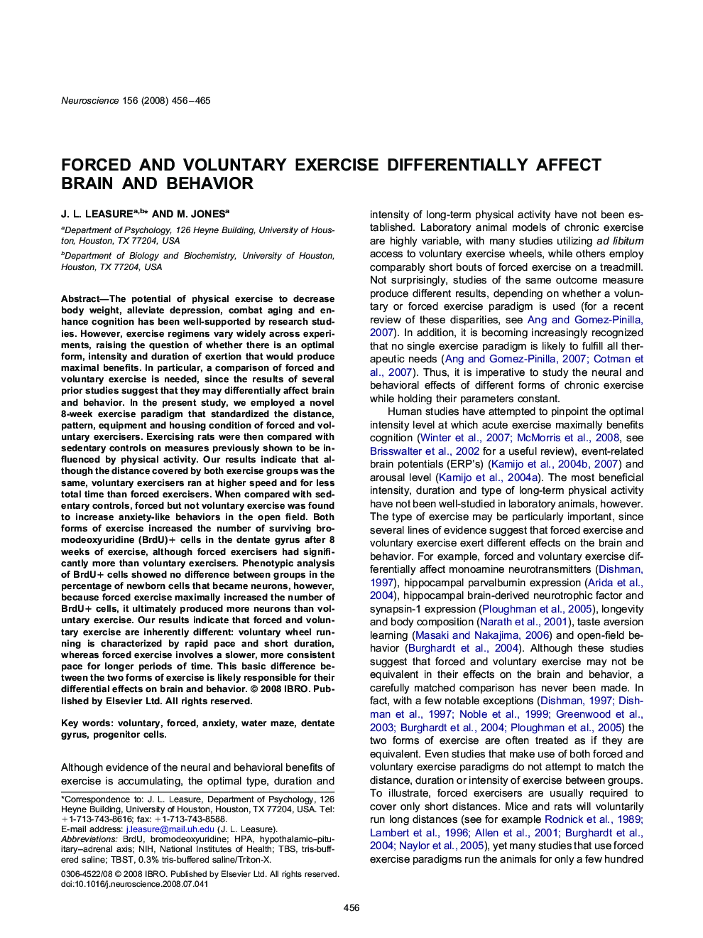 Forced and voluntary exercise differentially affect brain and behavior