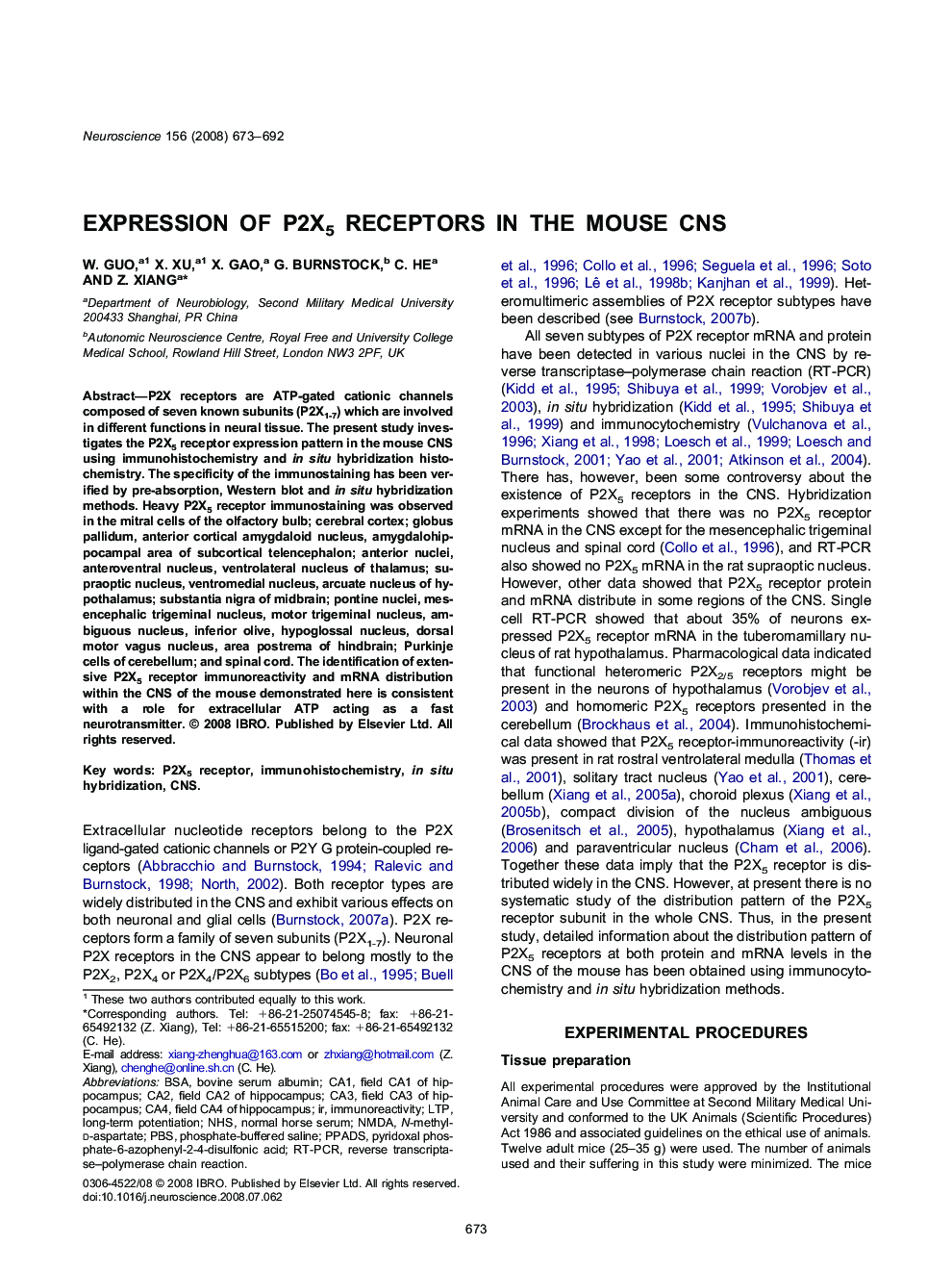 Expression of P2X5 receptors in the mouse CNS