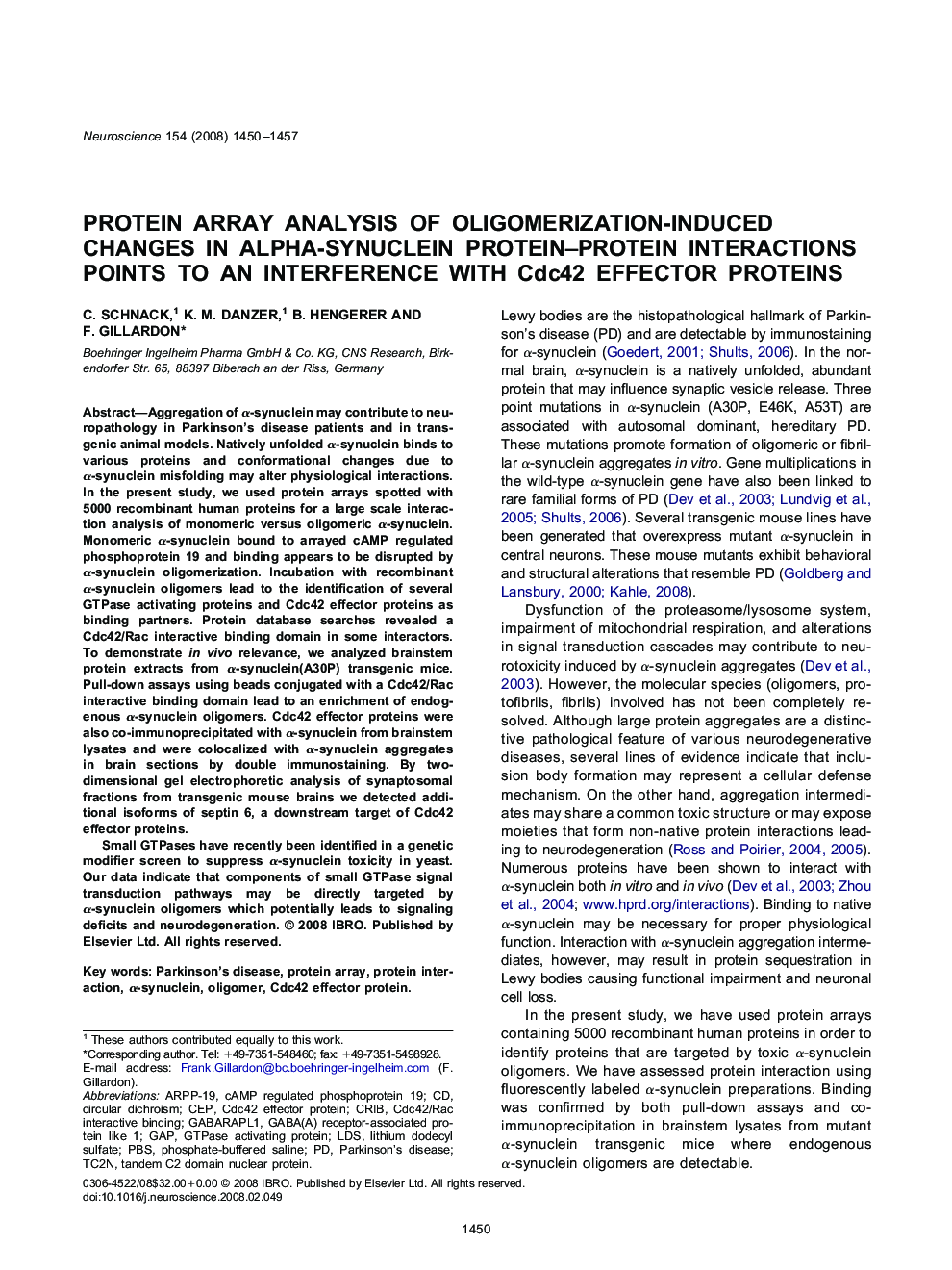 Protein array analysis of oligomerization-induced changes in alpha-synuclein protein-protein interactions points to an interference with Cdc42 effector proteins