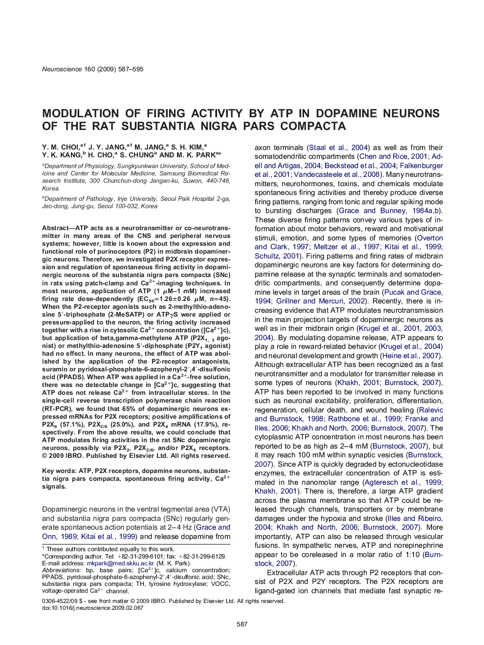 Modulation of firing activity by ATP in dopamine neurons of the rat substantia nigra pars compacta