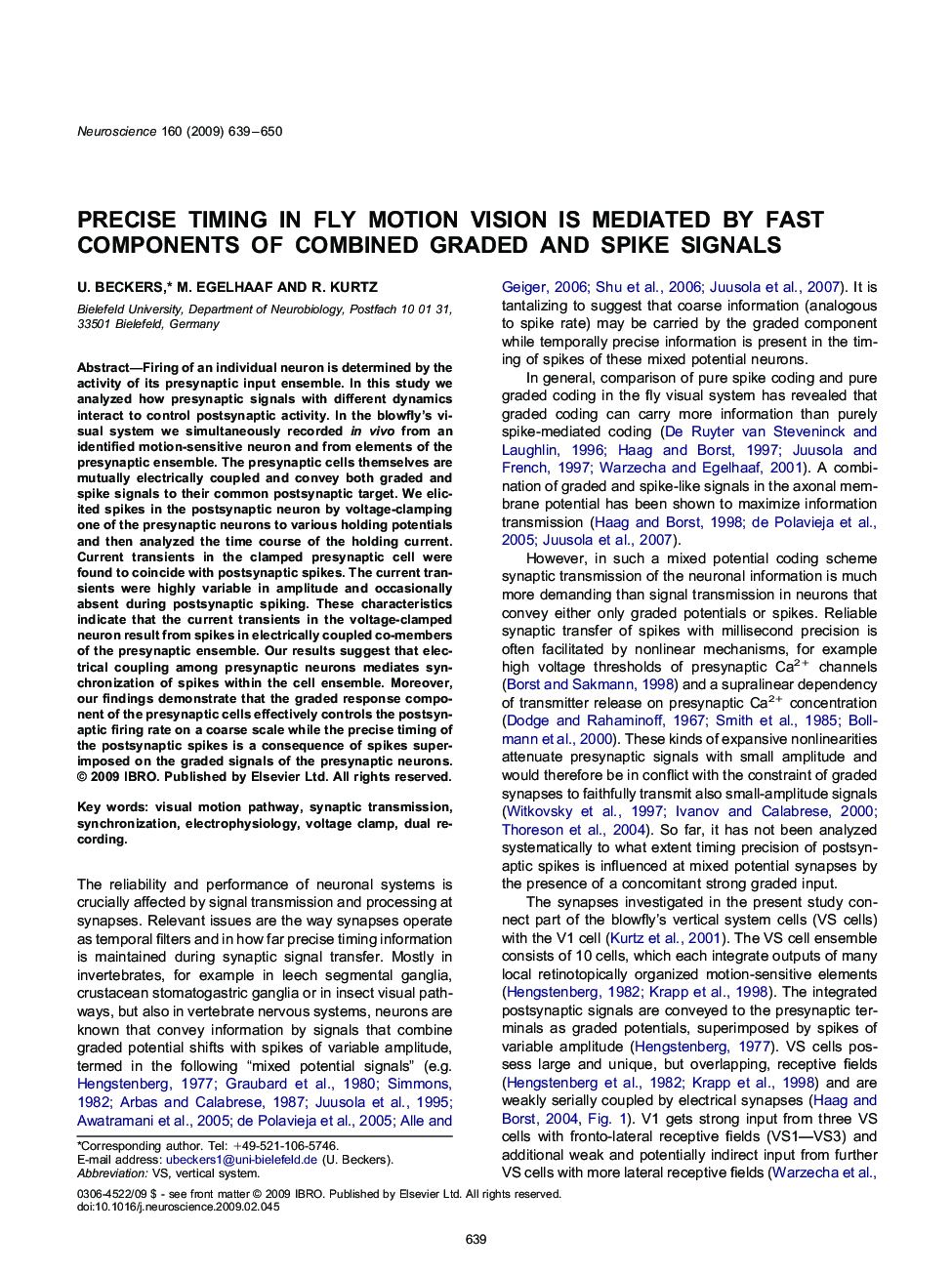 Precise timing in fly motion vision is mediated by fast components of combined graded and spike signals