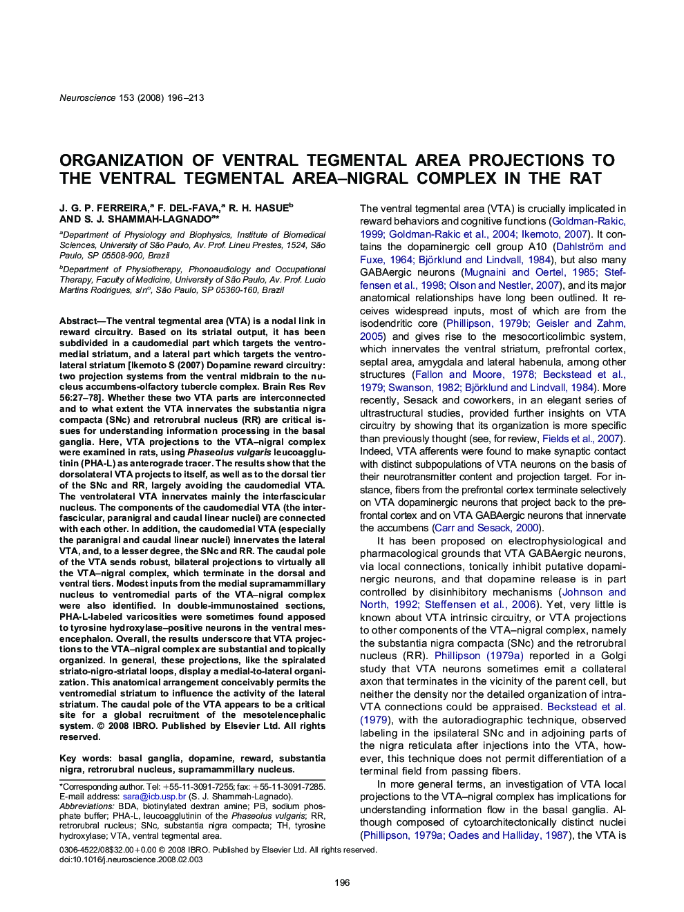 Organization of ventral tegmental area projections to the ventral tegmental area-nigral complex in the rat