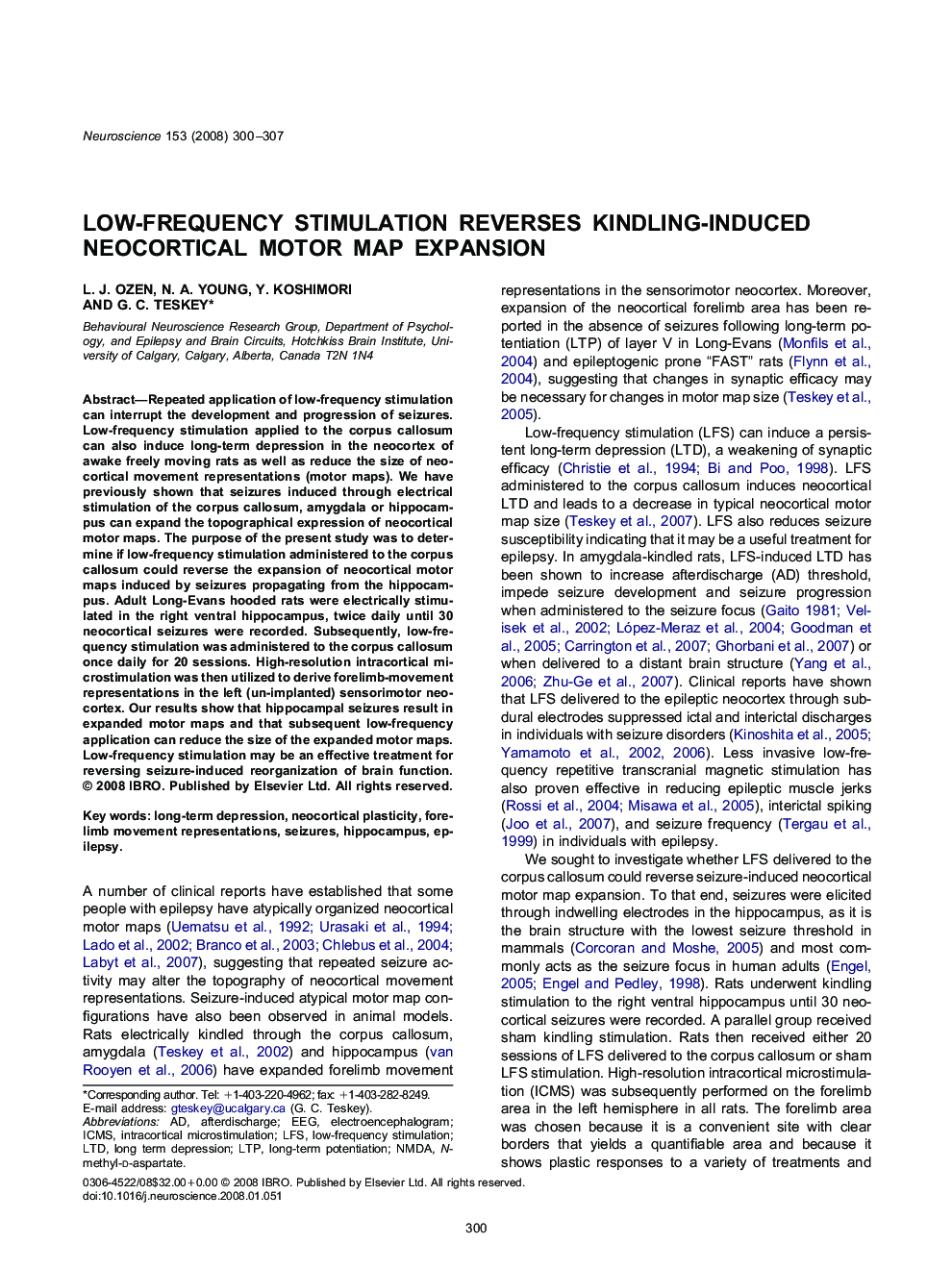 Low-frequency stimulation reverses kindling-induced neocortical motor map expansion