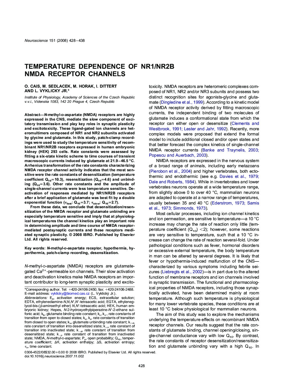 Temperature dependence of NR1/NR2B NMDA receptor channels