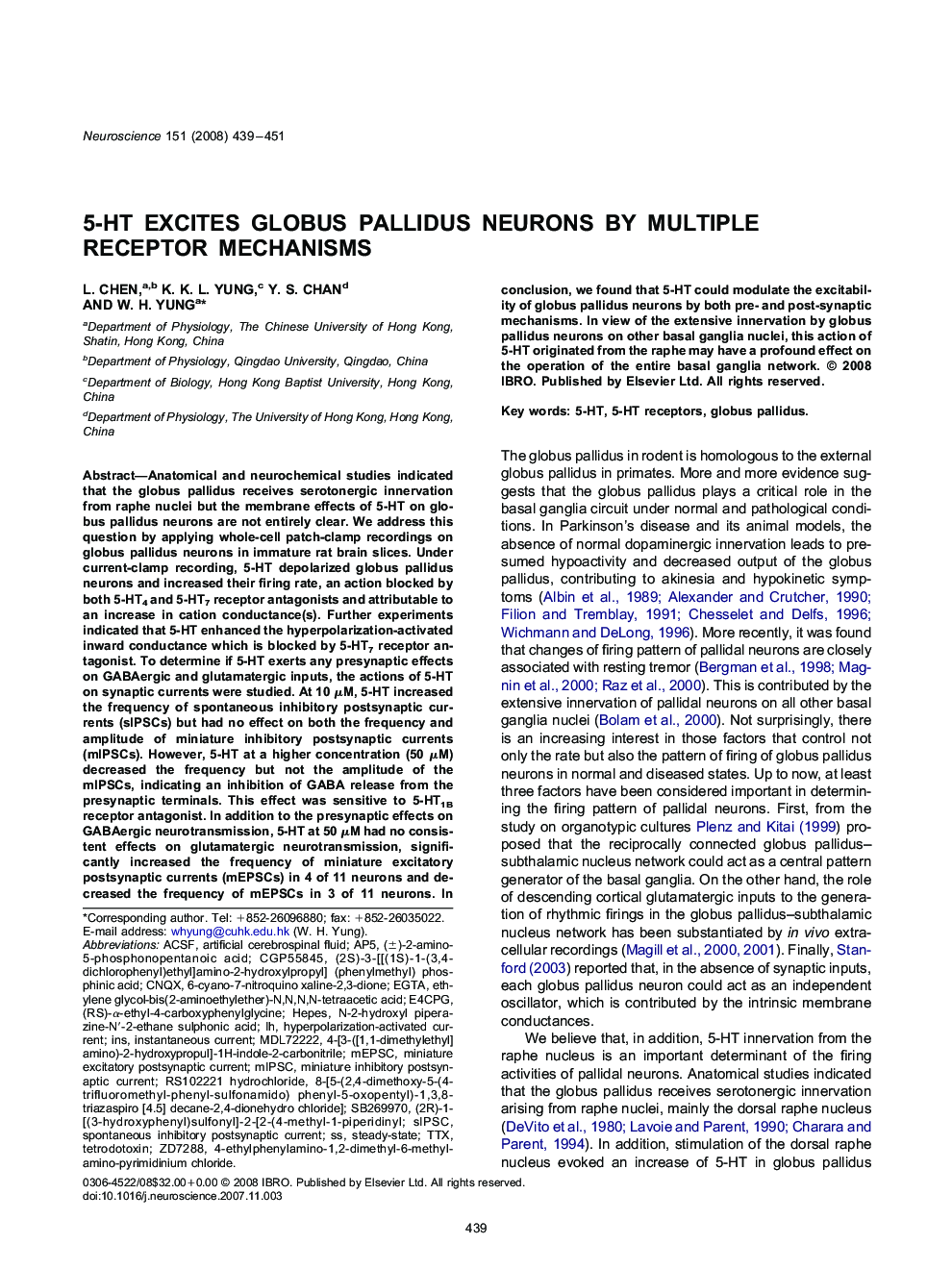 5-HT excites globus pallidus neurons by multiple receptor mechanisms