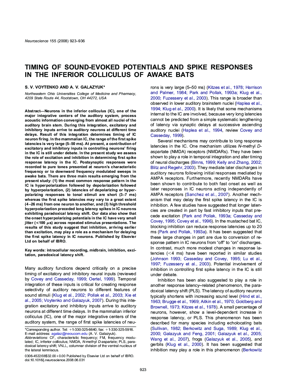 Timing of sound-evoked potentials and spike responses in the inferior colliculus of awake bats