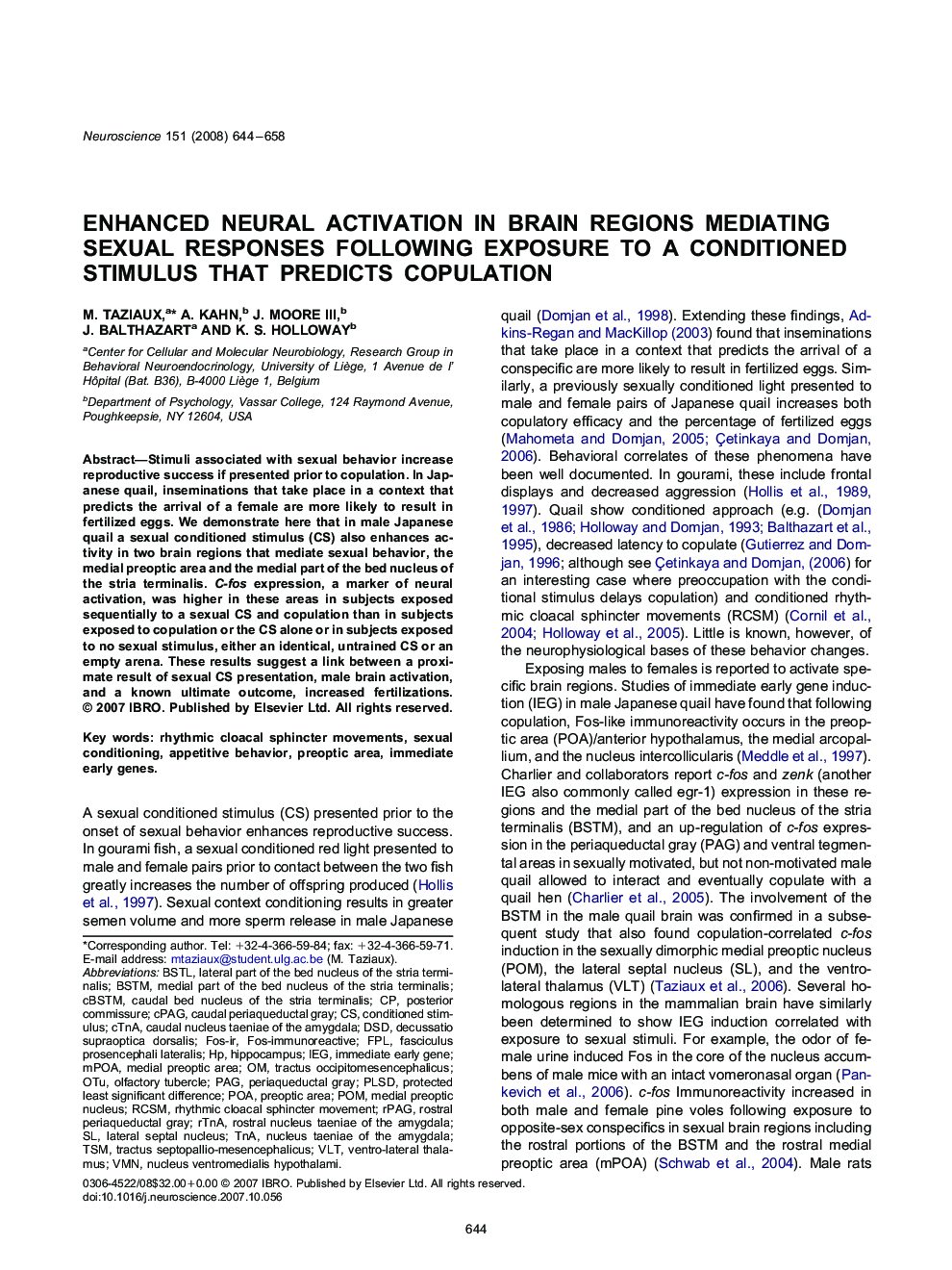 Enhanced neural activation in brain regions mediating sexual responses following exposure to a conditioned stimulus that predicts copulation