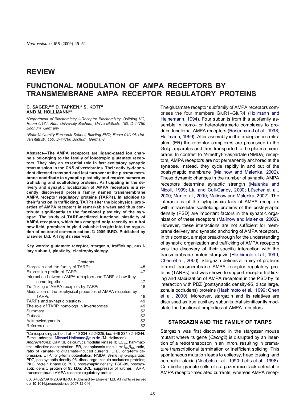 Functional modulation of AMPA receptors by transmembrane AMPA receptor regulatory proteins