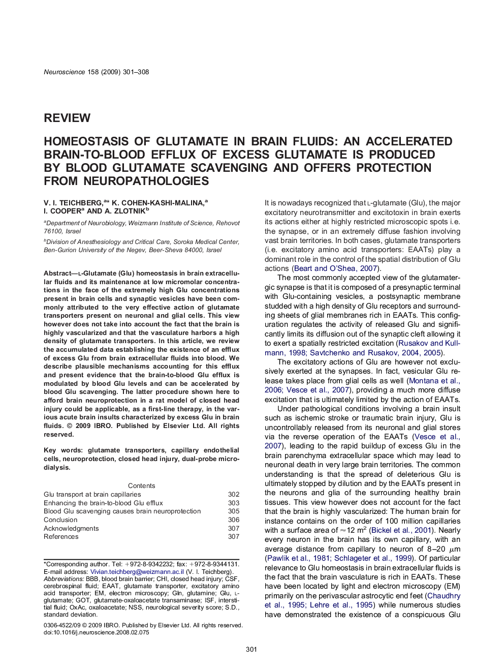 Homeostasis of glutamate in brain fluids: An accelerated brain-to-blood efflux of excess glutamate is produced by blood glutamate scavenging and offers protection from neuropathologies