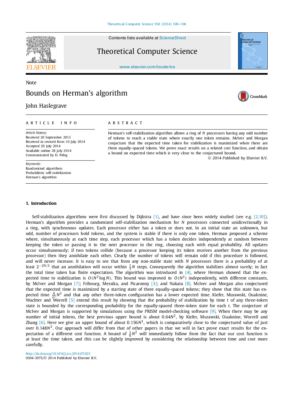 Bounds on Herman's algorithm