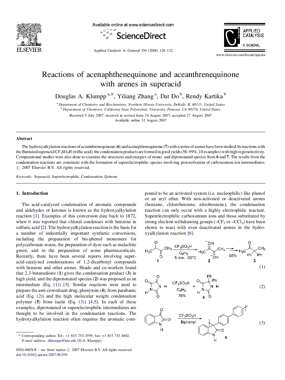 Reactions of acenaphthenequinone and aceanthrenequinone with arenes in superacid