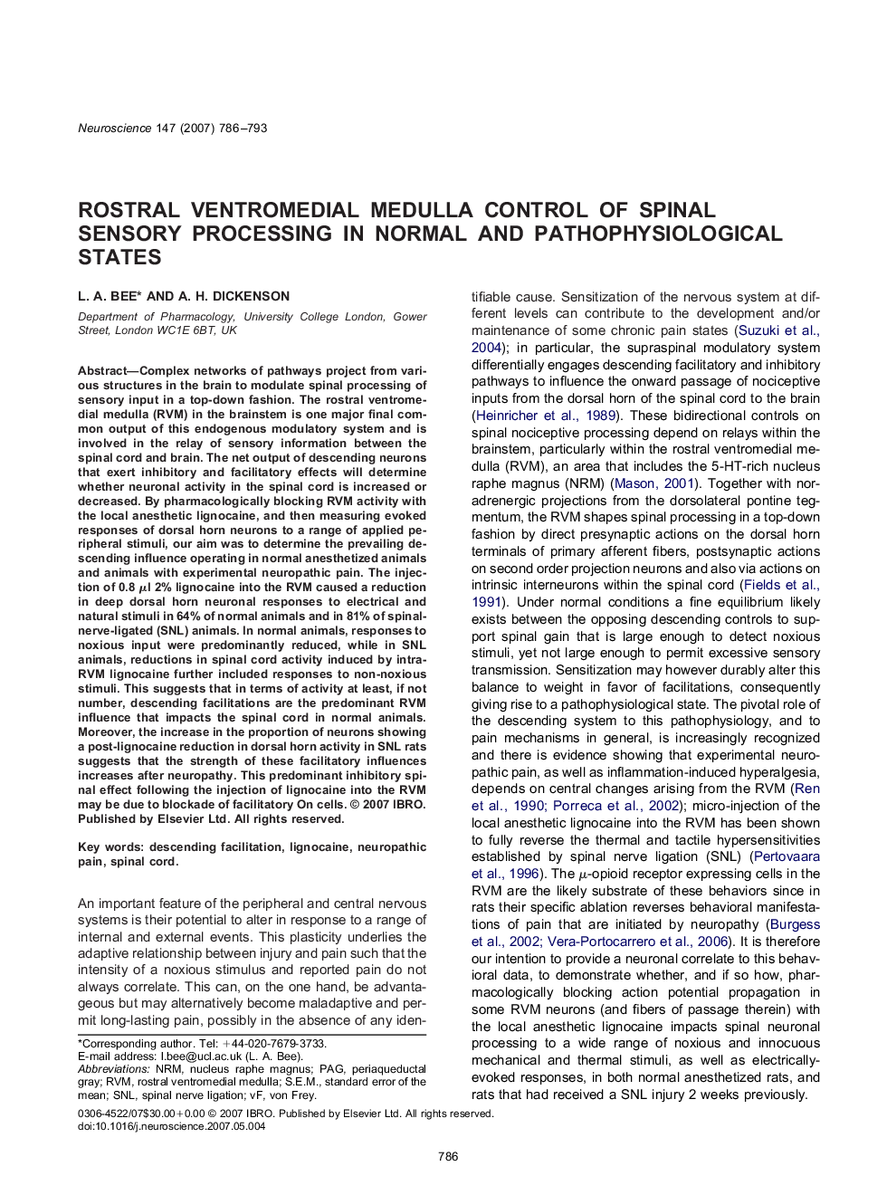 Rostral ventromedial medulla control of spinal sensory processing in normal and pathophysiological states