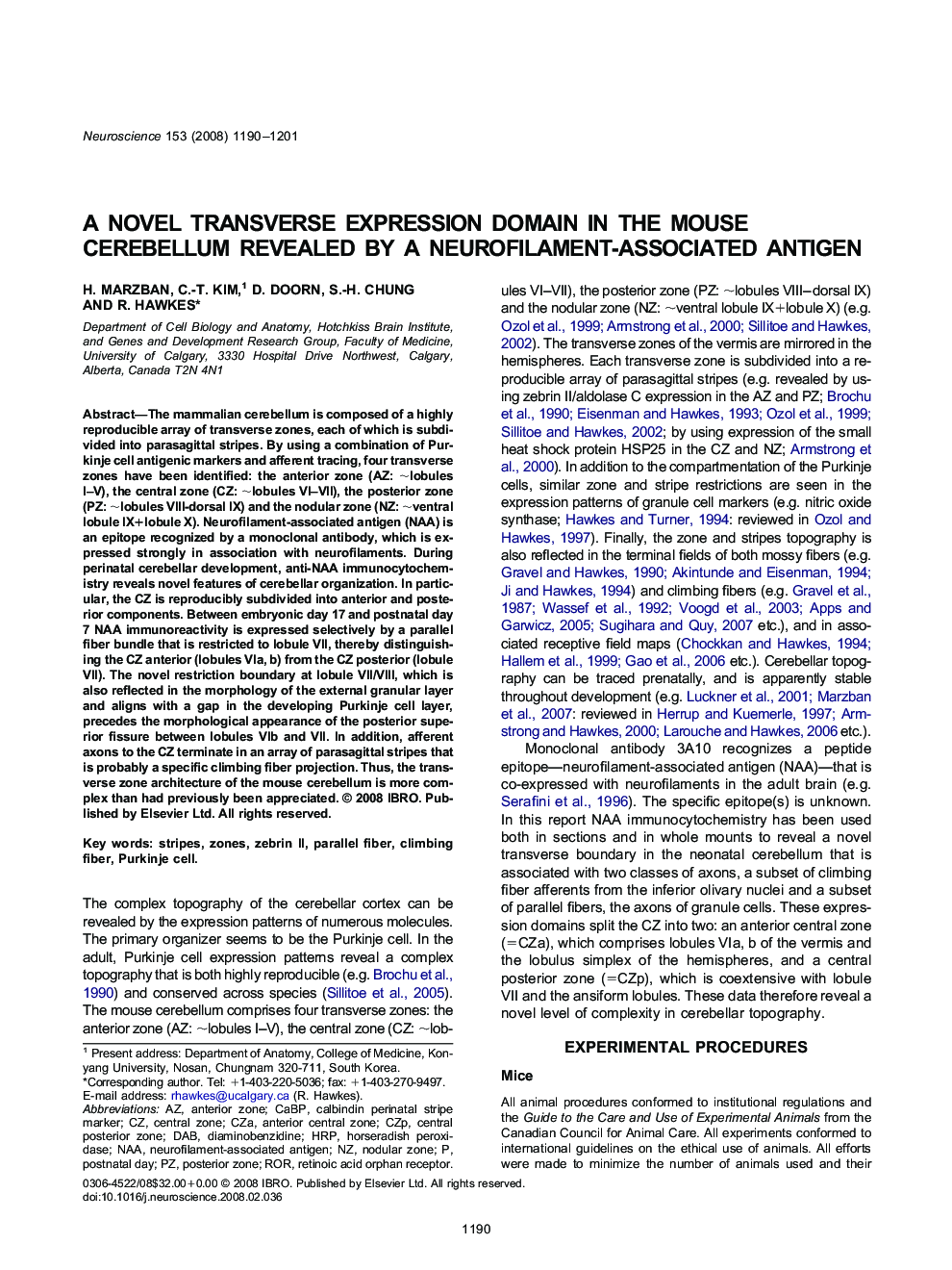 A novel transverse expression domain in the mouse cerebellum revealed by a neurofilament-associated antigen