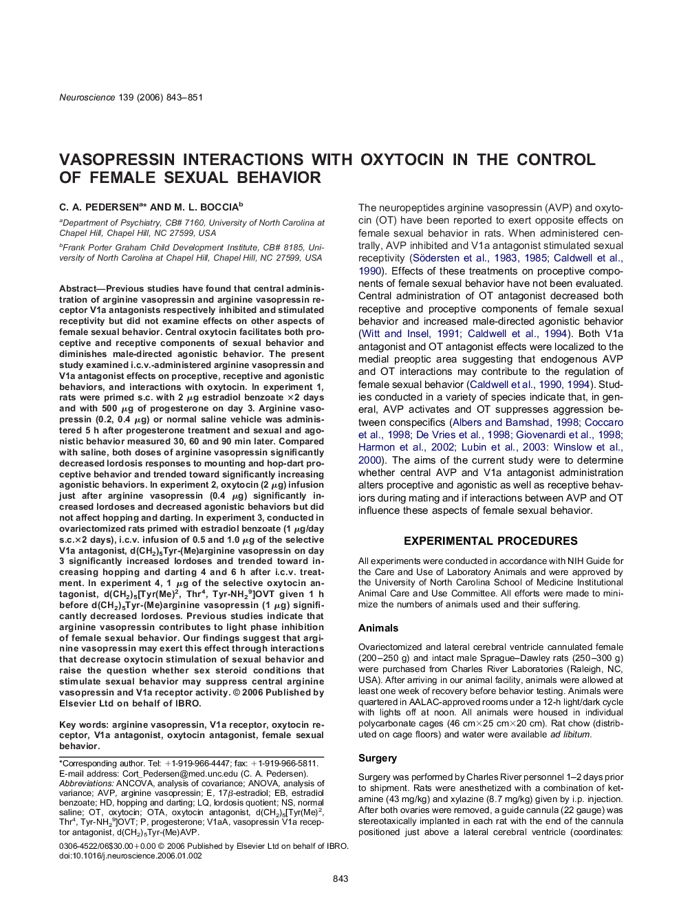 Vasopressin interactions with oxytocin in the control of female sexual behavior