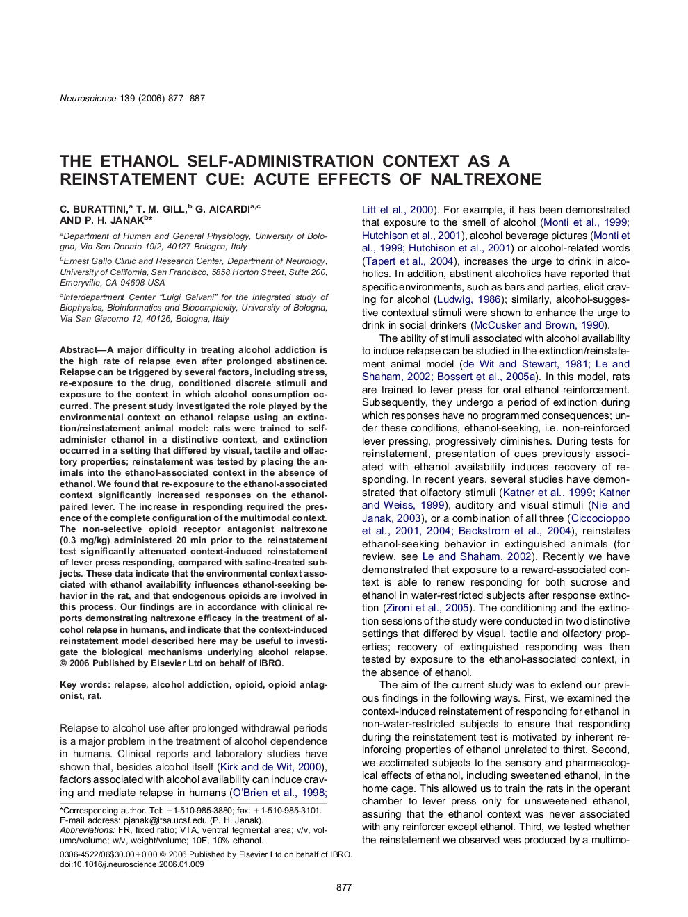 The ethanol self-administration context as a reinstatement cue: Acute effects of naltrexone