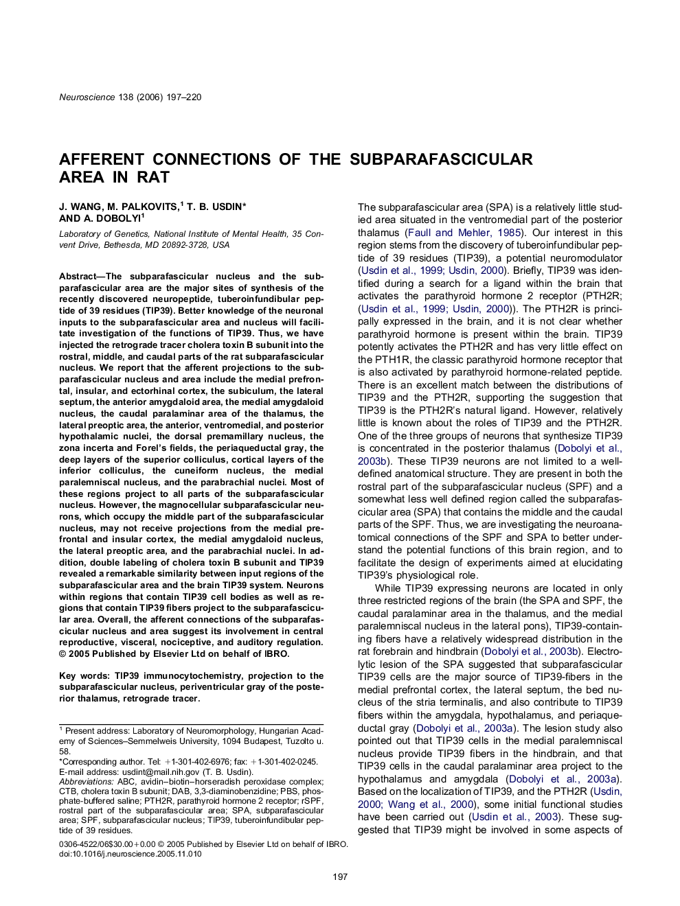 Afferent connections of the subparafascicular area in rat