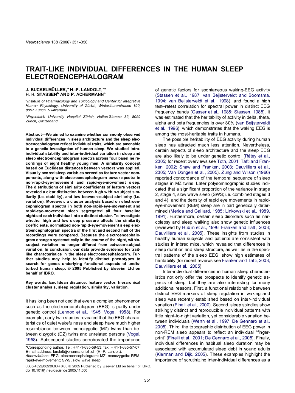 Trait-like individual differences in the human sleep electroencephalogram