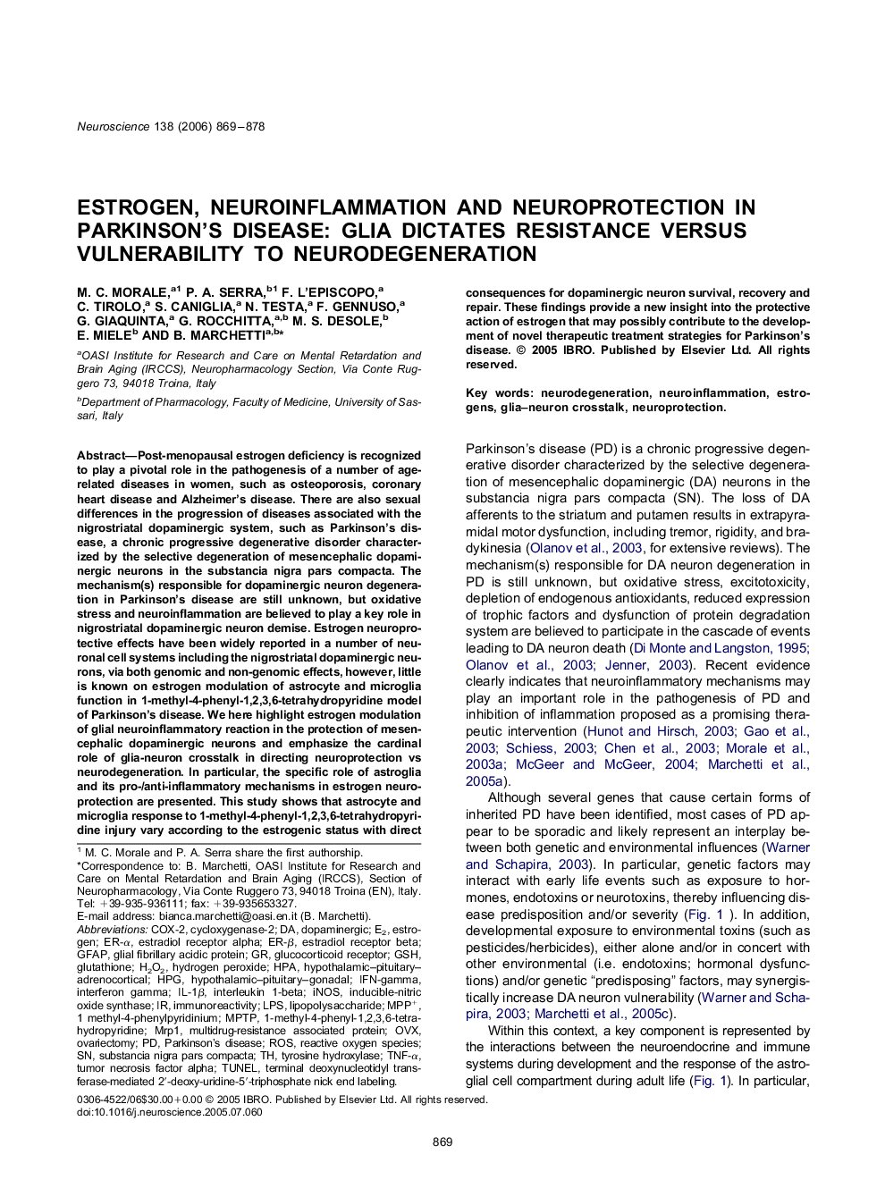 Estrogen, neuroinflammation and neuroprotection in Parkinson's disease: Glia dictates resistance versus vulnerability to neurodegeneration