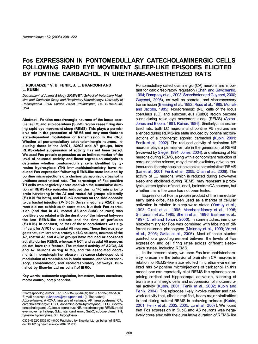 Fos expression in pontomedullary catecholaminergic cells following rapid eye movement sleep-like episodes elicited by pontine carbachol in urethane-anesthetized rats