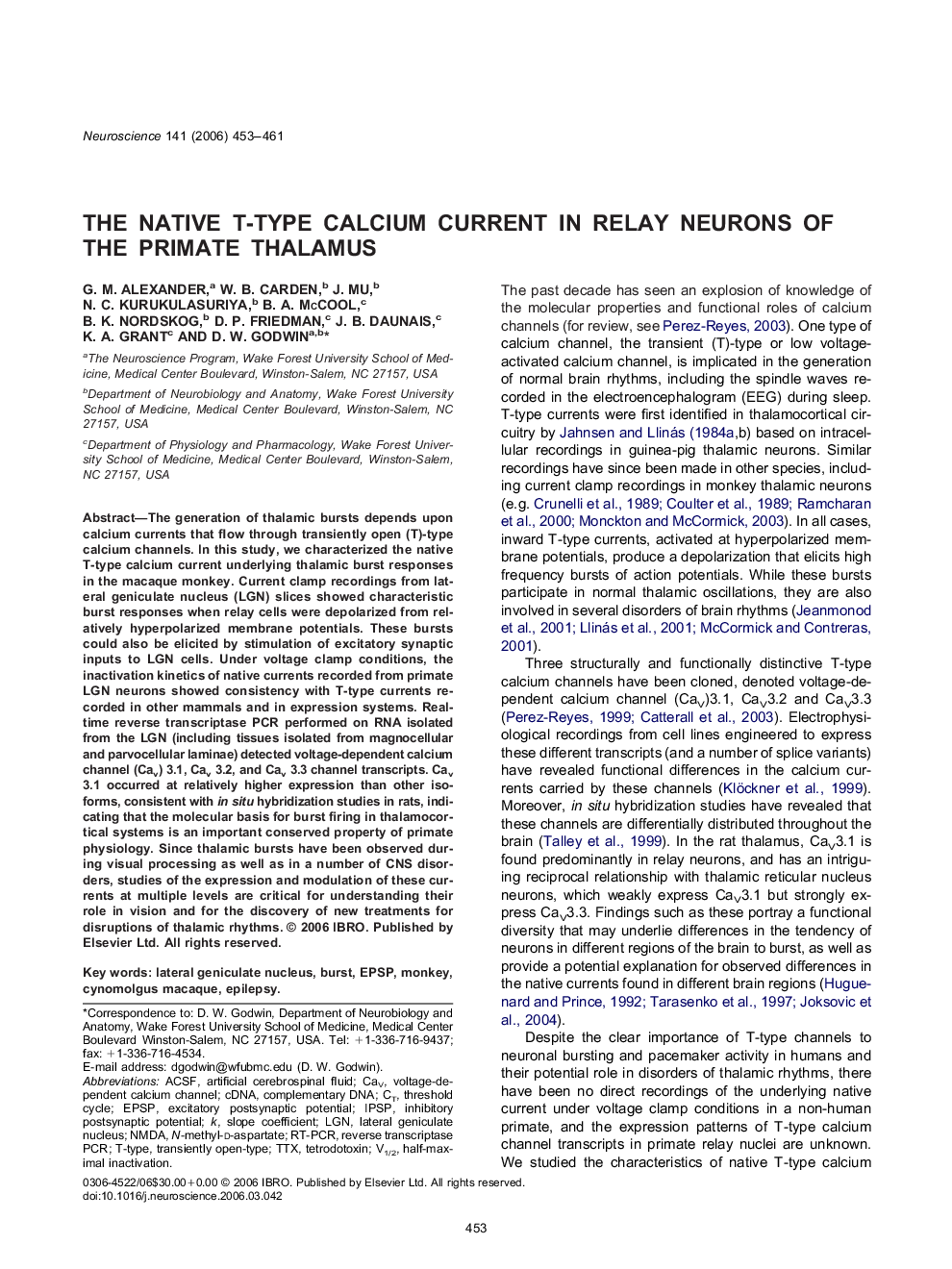 The native T-type calcium current in relay neurons of the primate thalamus