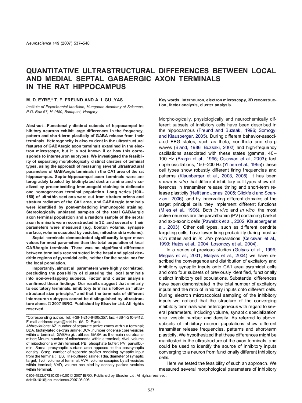 Quantitative ultrastructural differences between local and medial septal GABAergic axon terminals in the rat hippocampus